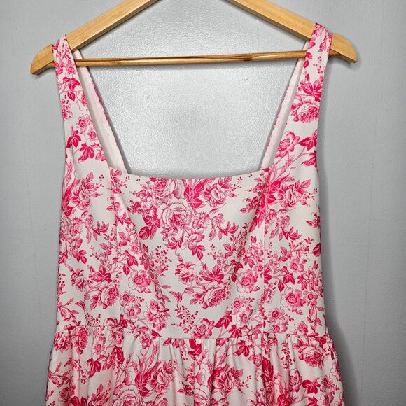 CHELSEA REECE Madonna Dress 16/18 Countryside Pink Floral Fit Flare Corset Back - Picture 3 of 13